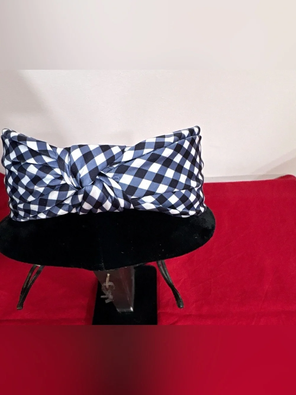 Black & White Gingham Knot Headband - Women Accessories
